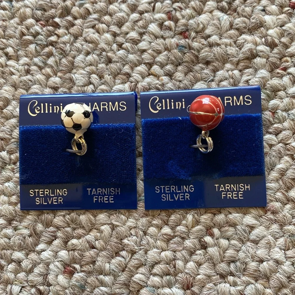 Cellini Charms Sterling Silver 925 Basketball Soccer Set of 2